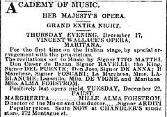 [Advertisement for the Her Majesty's Opera Company production “Maritana" during Fall Season, 1885]
