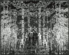 [Scene from the Allen Ginsberg/Philip Glass production "Hydrogen Jukebox" during BAM Spring Series, 1991]