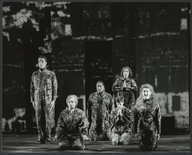 [Scene from the Allen Ginsberg/Philip Glass production "Hydrogen Jukebox" during BAM Spring Series, 1991]