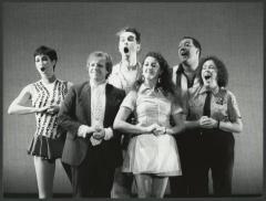 [Scene from the Allen Ginsberg/Philip Glass production "Hydrogen Jukebox" during BAM Spring Series, 1991]