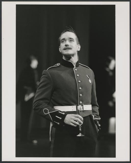 [Matthew Macfadyen as Benedick in a scene from the Cheek by Jowl production "Much Ado About Nothing" during BAM Spring Series, 1998]