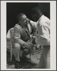[David Harewood as Othello and Simon Russell Beale as Iago in the Royal National Theatre of Britain production of "Othello" during BAM Spring Series, 1998]