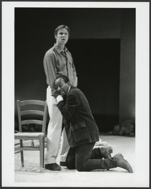 [Edward Woodall and Joseph Mydell in a scene from the Royal Shakespeare Company production of "Everyman" during BAM Spring Series, 1998]