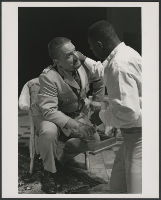[David Harewood as Othello and Simon Russell Beale as Iago in the Royal National Theatre of Britain production of "Othello" during BAM Spring Series, 1998]