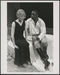 [David Harewood as Othello and Claire Skinner as Desdemona in the Royal National Theatre of Britain production of "Othello" during BAM Spring Series, 1998]