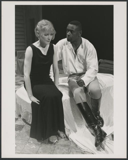 [David Harewood as Othello and Claire Skinner as Desdemona in the Royal National Theatre of Britain production of "Othello" during BAM Spring Series, 1998]