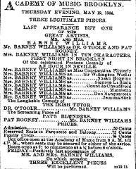 [Advertisement for the production “An Hour in Seville/The Irish Tutor/Pat's Blunders" during Spring Season, 1864]