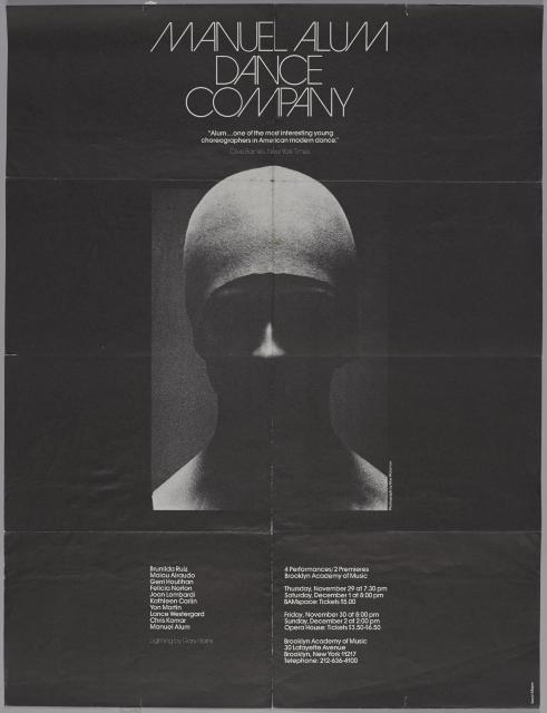 [Poster for the Manuel Alum Dance Company self-titled production During BAM Fall Series, 1973]