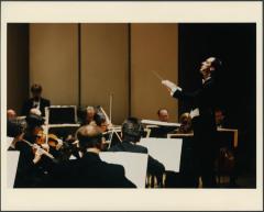 [Robert Spano conducting the Brooklyn Philharmonic Orchestra in the production "A to Z" during BAM Next Wave Festival, 1996]