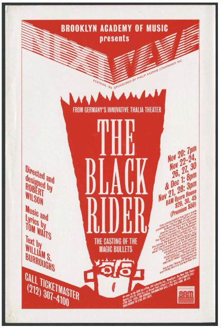 [Poster for Thalia Theater production "The Black Rider: The Casting of the Magic Bullets" during the BAM Next Wave Festival, 1993]