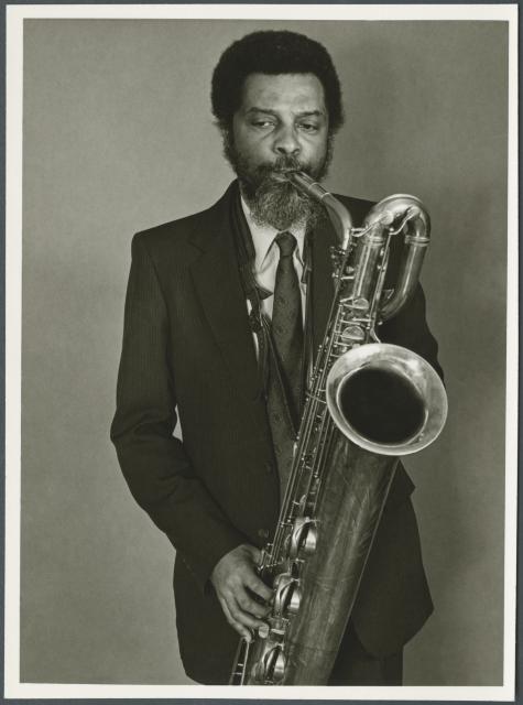 [Portrait of Hamiet Bluiett member of World Saxophone Quartet, 1985]