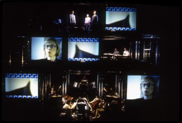 [Steve Reich Ensemble in the Steve Reich/Beryl Korot production "The Cave" during BAM Next Wave Festival, 1993]