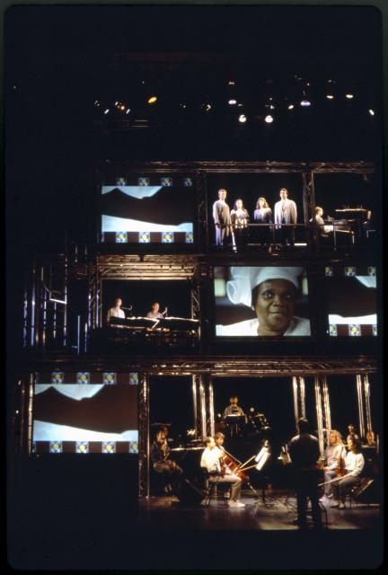 [Steve Reich Ensemble in the Steve Reich/Beryl Korot production "The Cave" during BAM Next Wave Festival, 1993]
