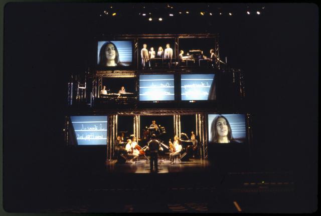 [Steve Reich Ensemble in the Steve Reich/Beryl Korot production "The Cave" during BAM Next Wave Festival, 1993]
