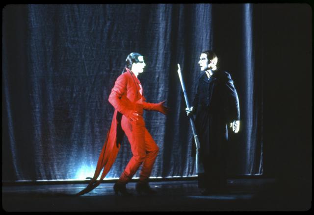 [Dominique Horwitz as Pegleg (left) and Stefan Kurt as Wilhelm (right) in the Thalia Theater production "The Black Rider" during BAM Next Wave Festival, 1993]