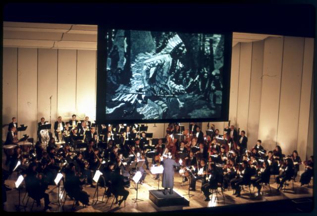 [Scene from the Brooklyn Philharmonic Orchestra production "The European Mystics" during BAM Next Wave Festival, 1993]