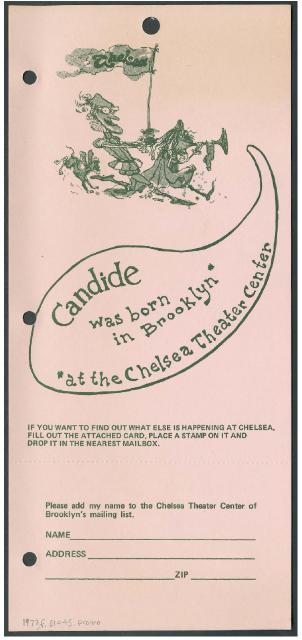 [Brochure for Chelsea Theater Center production of "Candide," 1973]
