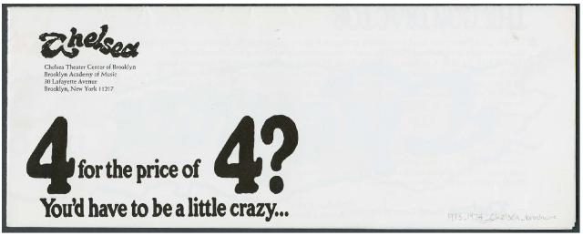 [Brochure for Chelsea Theater Center, 1973-1974]