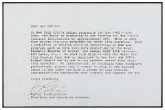 [BAM Patron letter insert regarding New York City budget proposals]