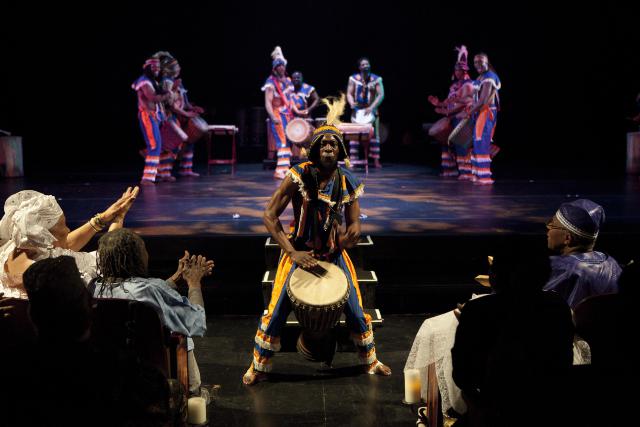 [Yao Ababio (center) and Asase Yaa African-American Dance Theatre in "DanceAfrica 2014: Celebrating Africa's Bantaba" during BAM Spring Series, 2014]