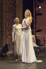 [Ellen Lauren and Katherine Crockett in The SITI Company production of "Trojan Women (After Euripides)" during the BAM Next Wave Festival, 2012]