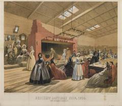 [Illustration of New England Kitchen at the Brooklyn and Long Island Sanitary Fair, 1864] 