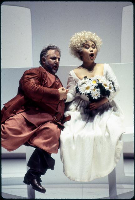 [Scene from the La Societa dell'Opera Buffa and il Teatro Franco Parenti di Milano production of "Falstaff or The Three Pranks" during BAM Spring Series, 1998]