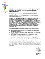 US Department of State and BAM announce fourth season of cultural diplomacy program DanceMotion USA, 2014