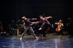 [Scene from the Doug Varone and Dancers production "in the shelter of the fold / epilogue" during BAM Spring Series, 2019]