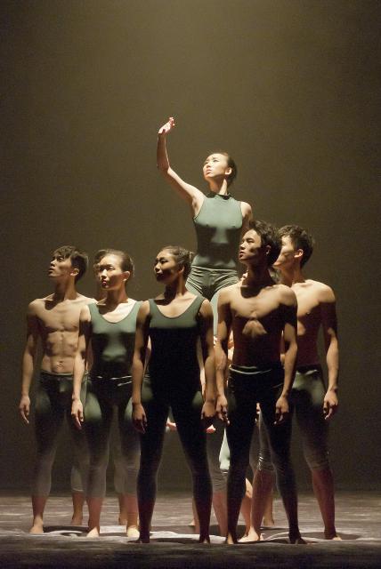 [Zhang Xiaochuan (elevated) in the Beijing Dance Theater production "Haze" during BAM Next Wave Festival, 2011]