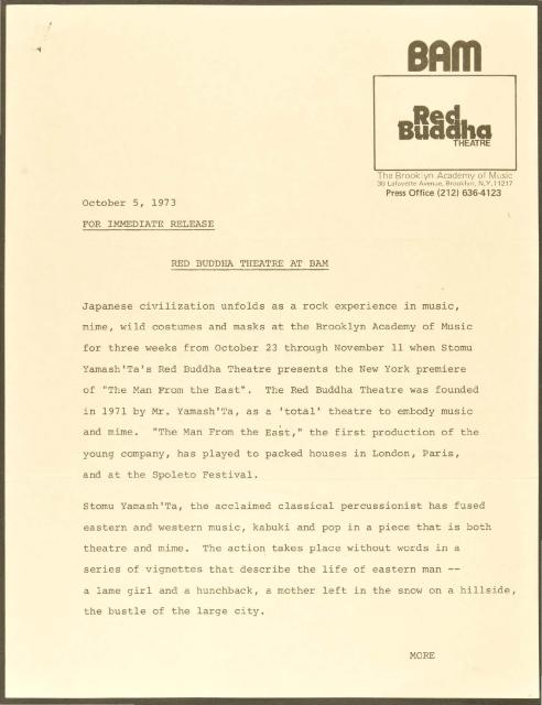 Red Buddha Theatre at BAM, 1973