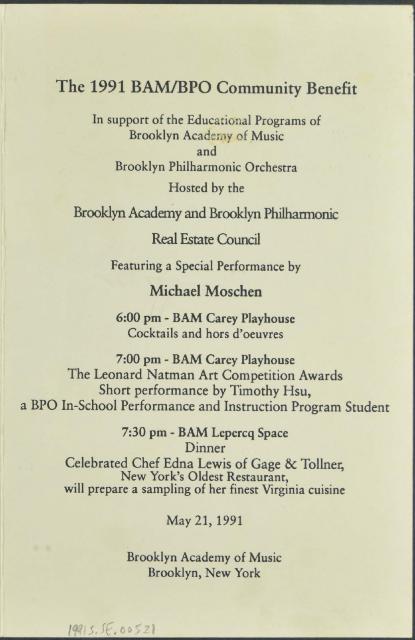 The 1991 BAM/BPO Community Benefit