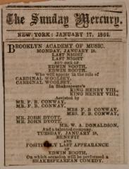 [Advertisement for the Edwin Booth productions "Macbeth/Henry VIII" during Spring Season, 1864] 