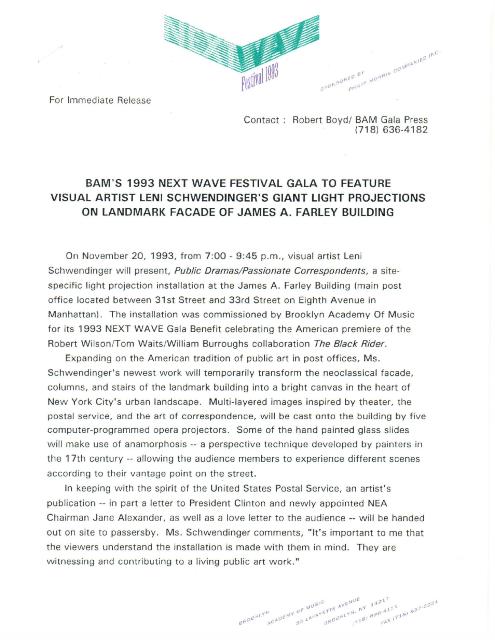 Next Wave Gala at NY Main Post Office, 1993