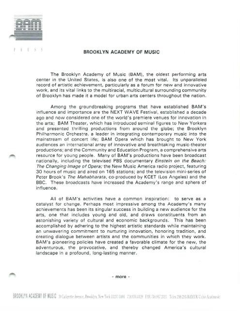 Brooklyn Academy of Music History, 1993