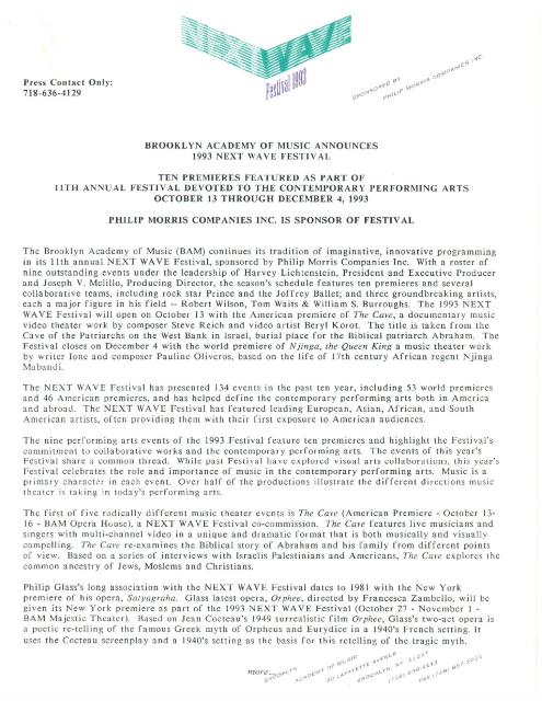 BAM Presents 11th Annual Next Wave Festival, 1993