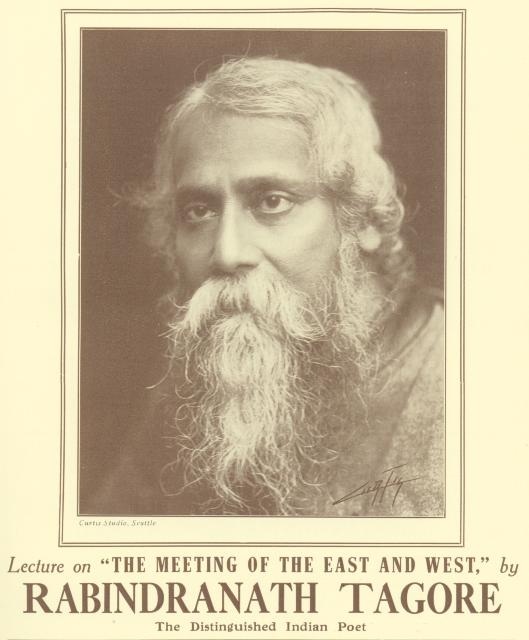 [Detail from Brooklyn Institute of Arts and Sciences Bulletin advertising the Rabindranath Tagore lecture "The Meeting of the East and West" during Fall Season, 1920]