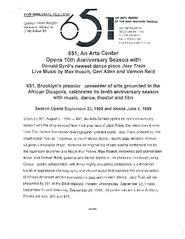 651 Arts Opens 10th Anniversary Season, 1998