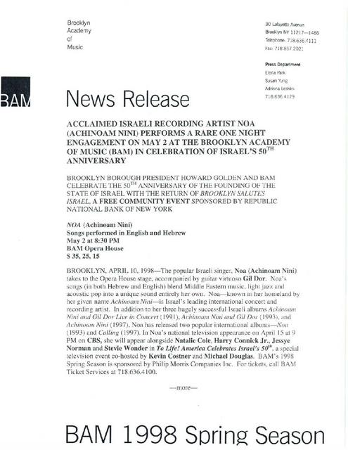 Israel 50th Anniversary Celebration with Noa, 1998