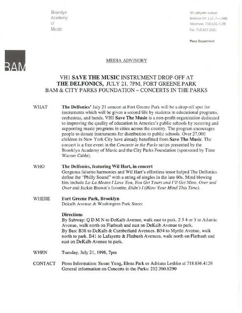 VH1 Save The Music Program and Delfonics at Ft. Greene Park, 1998