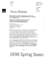 Philharmonia Baroque Presents "Saul" and Hercules" as Handel's Heroes Series, 1998