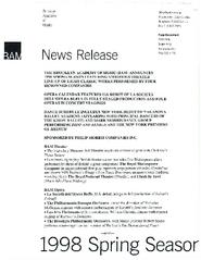 BAM Spring Season Includes Theater, Dance and Opera, 1998